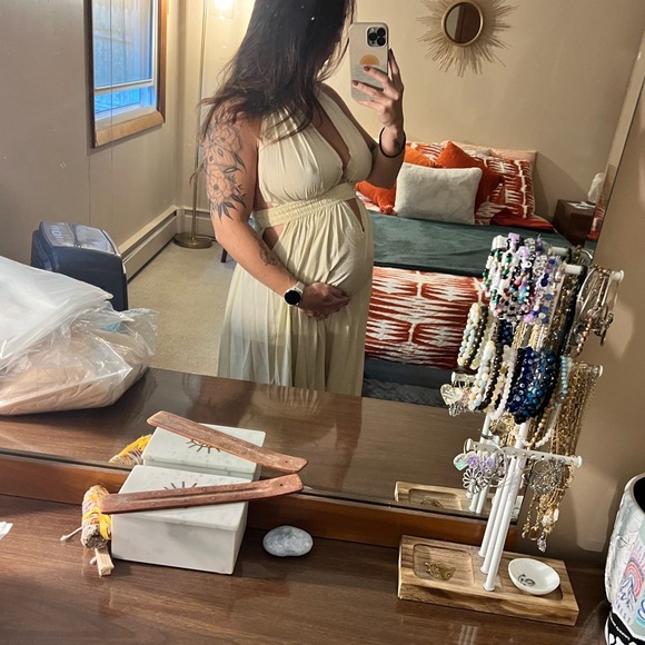 Maternity Cream Maxi Dress - Picture 2 of 2